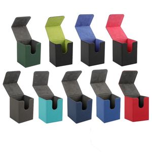 Boîte à cartes élégante à motif à carreaux pour jeux de cartes à collectionner, texture en grille, en cuir PU, étui de rangement magnétique pour cartes de jeu - Product Image 4