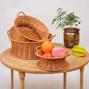 Cesta de almacenamiento de frutas y pan Cesta de verduras tejida para mesa de centro de sala de estar con asas dobles