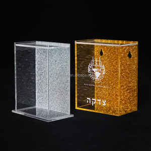Đồng Xu Vuông Tiền Bộ Sưu Tập Tặng Judaica Do Thái Quà Tặng Vàng Cổ Điển <span class=keywords><strong>Acrylic</strong></span> Lucite Từ Thiện Tzedakah Hộp - Product Image 3
