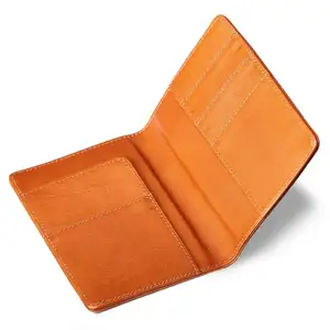 Classical Blank and Plain Congac Genuine Leather Magnetic Passport Cover Travel Wallet