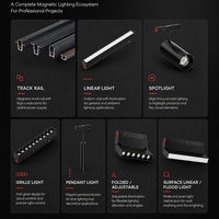 ALLWAY - Lámpara de Riel LED Magnética Moderna de 48 V para Uso Comercial y Doméstico, Pantalla Negra Empotrada, Iluminación Decorativa para Interiores del Hogar