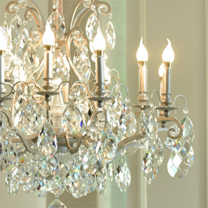 Lampadario in Cristallo Vintage Francese Personalizzabile in Lega Argento Antico Stile Shabby Chic per Camera da Letto di Lusso - Product Image 3