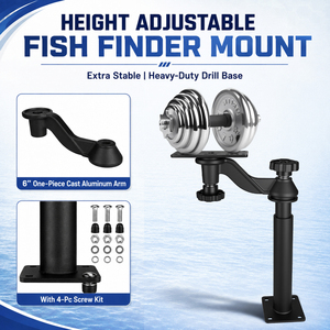 Velpaw <b>Adjustable</b> Telescoping 360 Degree Rotating Aluminum Alloy Fish Finder Mount for Boats 15-20.7 Inch Height Fits 5-12 Inch - Product Image 5