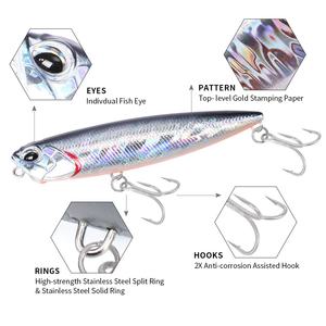 Señuelo de Superficie Tipo Lápiz SNEDA con Anzuelos Triples Únicos, 6.5cm 5.5g/8.5cm 10g, Señuelo Duro Realista para Pesca de Lubina en Agua Salada - Product Image 3