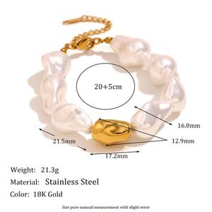 क्रॉस-बॉर्डर बेस्ट सेलिंग फ्रेंच रेट्रो गहने: स्टेनलेस स्टील 18k सोने की प्लेटेड बारोक नकल मोती हार - Product Image 4