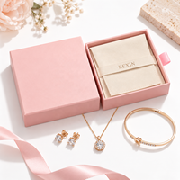 Boîte cadeau de luxe Kexin, boîte à tiroir en papier rigide rose personnalisée avec pochette pour collier, boucles d'oreilles, bracelet, emballage