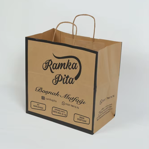 Bolsa de compras de papel Kraft de diseño simple impresa personalizada con asa fácil de llevar para embalaje de uso general - Product Image 1