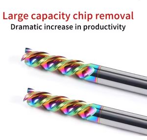 Hoge Hardheid Hrc60 Kleurrijke Aluminium Frees <span class=keywords><strong>Cutter</strong></span> Hoge Efficiëntie 3 Fluiten U-Groef Carbide Einde Molen Voor Aluminium - Product Image 4