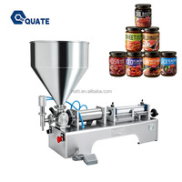 Machine de remplissage semi-automatique horizontale pneumatique à tête unique pour confiture, crème, sauce, liquides visqueux, sachets, bouteilles et mise en conserve