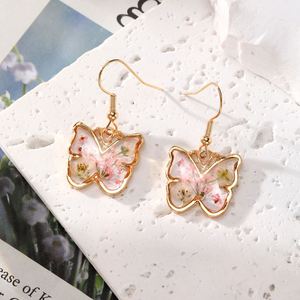 Elegantes Pendientes de Gancho con Flores de Cerezo en Varios Estilos, Pendientes Redondos con Mariposas y Flores Secas de Resina para Mujer, Regalo - Product Image 2