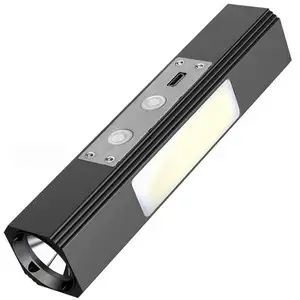 Portable Emergency Rechargeable Waterproof Aluminum Double Lamp 4 Modes Led Cob Flashlight Powerful With UV Flashlight