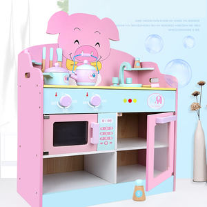 Set di cottura di maiale rosa di sicurezza di simulazione in legno creativo <span class=keywords><strong>Montessori</strong></span> Set educativi grandi giocattoli da <span class=keywords><strong>cucina</strong></span> e cibo mattoncini - Product Image 2