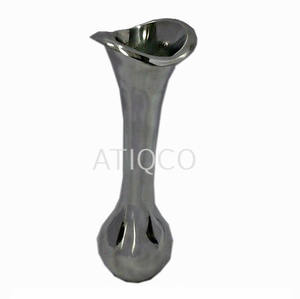 Florero alto de aluminio metálico de diseñador indio, maceta plateada para restaurantes y hoteles - Product Image 3