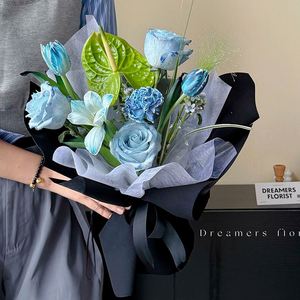 Nouveauté - Papier d'emballage en velours fleuri pour la Saint-Valentin - Papier d'emballage pour bouquet - Matériaux d'emballage - Product Image 6
