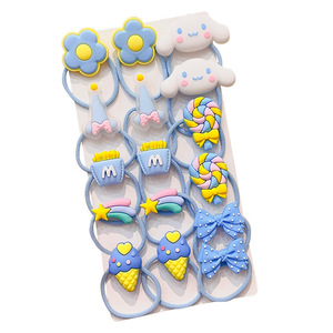 थोक 16 पीसी बच्चों के बाल सहायक कपड़े पहने हुए छोटे लड़कियों के हेयरपिन कार्टून रंगीन पशु सूरजमुखी बच्चों लोचदार हेयरबैंड - Product Image 4