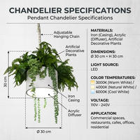 Luminaire suspendu LED décoratif pour restaurant, plante artificielle, verdure suspendue, lampe suspendue pour café commercial, bistrot, lustre de plafond