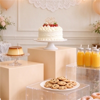 Grands présentoirs cubes modernes en plastique blanc pour buffet, table, desserts, traiteur, outils de décoration de gâteaux, fête