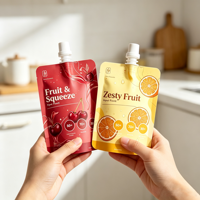 Pochettes souples personnalisées réutilisables pour jus et boissons, avec bec verseur, qualité alimentaire, pour jus de fruits
