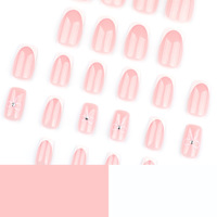 Vente en gros usine Faux ongles français blancs nude avec motif nœud et décoration diamant, design nail art, ongles carrés courts à presser
