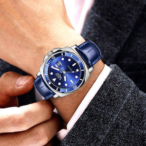 Montre Homme de Luxe Sport Quartz Affaires LG89155 Bracelet en Cuir Noir Date Facile à Lire Cadeau pour <span class=keywords><strong>Mari</strong></span> Père Anniversaire - Product Image 4