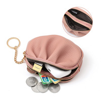 Porte-monnaie et porte-cartes mini sac à double fermeture éclair avec porte-clés grande capacité pour écouteurs, rouge à lèvres, maquillage et monnaie