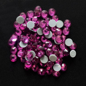 Kristal Rhinestone Kaca Hot-Fix Fuchsia Grosir SS4-SS30, Batu Strass Flatback untuk DIY Pakaian, Gaun, Tas - Product Image 1