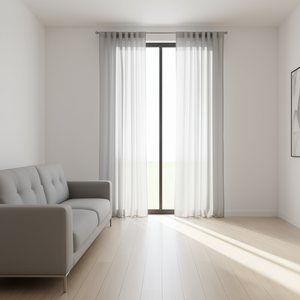 Rideaux en mousseline de soie pleine longueur, ensemble de 2 pièces, couleur unie, style minimaliste, toutes saisons, tissu polyester - Product Image 2