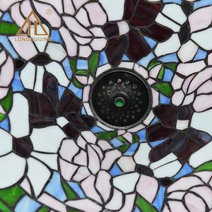 Lámpara de Pie Estilo Tiffany LongHuiJing, Lámparas de Vitral con Diseño de Flor de Tulipán, Pantalla con 2 Luces, Base Antigua - Product Image 6