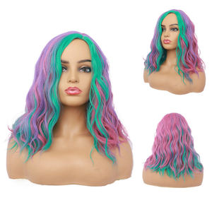 Perruque de <span class=keywords><strong>Cosplay</strong></span> de fête pour femmes et filles, perruques de Bob courtes et ondulées colorées à la mode - Product Image 3