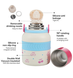 Botella de Agua Infantil Northfox de 800 ml, de Acero Inoxidable, Aislada al Vacío, con Tapa de Vaso, a Prueba de Fugas, Libre de BPA, para la Escuela - Product Image 2