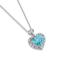 Bijoux de luxe pendentif en forme de coeur Halo bijoux en argent sterling 925 collier à breloques Paraiba