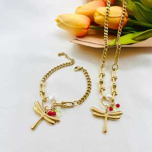 Collier et bracelet en acier inoxydable 316L <span class=keywords><strong>de</strong></span> qualité supérieure, perles <span class=keywords><strong>O</strong></span>, bijoux fantaisie, chaîne cœur ailé, collection Joyeria - Product Image 1