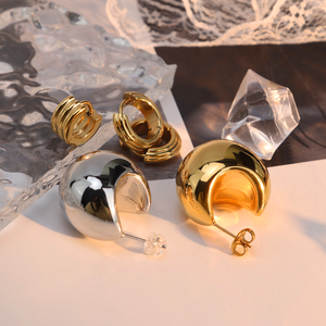 Chris April Fashion <strong>Jewellery</strong> 316L Stainless Steel Pvd Gold Plated Non-tarnish <strong>Japanese</strong> Akoya 3D Heart Earrings - Product Image 1