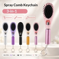 Peigne portable en bambou à coussin d'air, porte-clés multifonctionnel pour démêler et masser les cheveux en déplacement, taille mini, suspendable