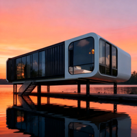 Maison capsule modulaire préfabriquée en acier, maison mobile miniature moderne de luxe, préfabriquée pour usage extérieur