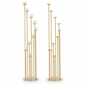 ชุดเชิงเทียนโลหะสีทองขนาดใหญ่2ชิ้นพร้อมแขนโลหะ9ชิ้นด้านบนมีขนาด46.3นิ้ว - Product Image 1