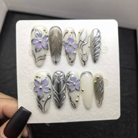 Vente en gros de faux ongles, emballage personnalisé, ensemble de faux ongles, couverture complète, colle acrylique, design pré-conçu, doigt, 10 pièces, haute qualité