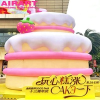 Modèle de gâteau d'anniversaire gonflable de grande taille pour la décoration d'activités, ballon de gâteau sucré gonflable de grande taille