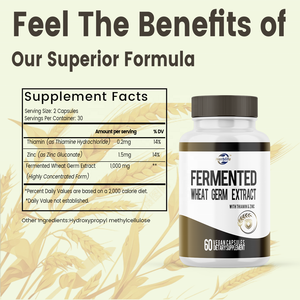 Extracto de Germen de Trigo Fermentado Haccp OEM ODM, 60 Cápsulas Veganas con Tiamina y Zinc, Suplemento Dietético para el Apoyo Inmunológico - Product Image 2