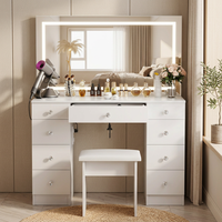 Coiffeuse de maquillage française extensible avec rangement pour chambre à coucher