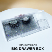 Boîte à cils en acrylique transparent avec strass, 25mm, cils en vison, emballage personnalisé, boîte à cils avec étiquette privée, vente en gros