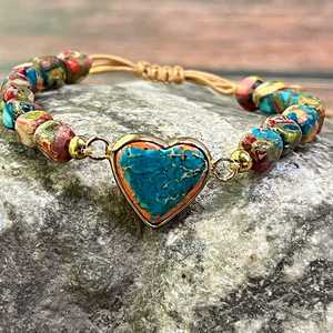 Bracelet en pierre naturelle avec perles de verre colorées, vibrations positives, expert, faible MOQ, prêt à expédier (RTS) - Product Image 4
