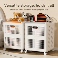 Panier à linge pliable ventilé avec roulettes, panier de rangement pour vêtements sales pliable