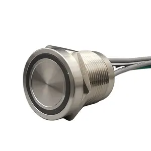 Interruptor de metal elétrico piezo, aço inoxidável, 19mm, 25mm, 22mm, iluminado, à prova d' água ip68