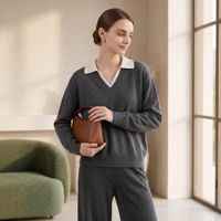 Pull en cachemire 100% de luxe pour femme, col en V, coupe ample, usage quotidien, Helan Mt Ningxia 16.2um, tricoté à la machine Stoll, hiver