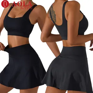 5 Piece Bra Leggings Skirt Gym Yoga Set Fitness Sets Tennis Golf Skirt