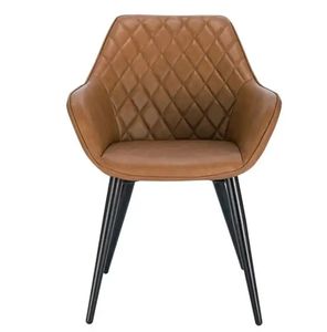 Top Selling Best Quality Durable Upholstered Restaurant Arm <b>Chairs</b> PU Leather Dining <b>Chair</b> With Metal Legs - Product Image 1