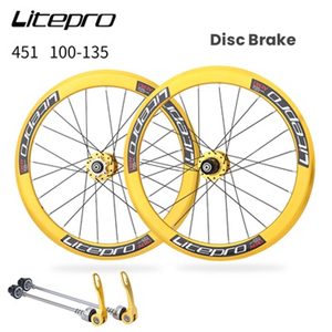 LP Litepro Vélo pliant 20 pouces 406 451 cadre haut Jeu de roues 100/135 Frein à disque V Frein en alliage d'aluminium 4 roulements <span class=keywords><strong>Double</strong></span> paroi - Product Image 5