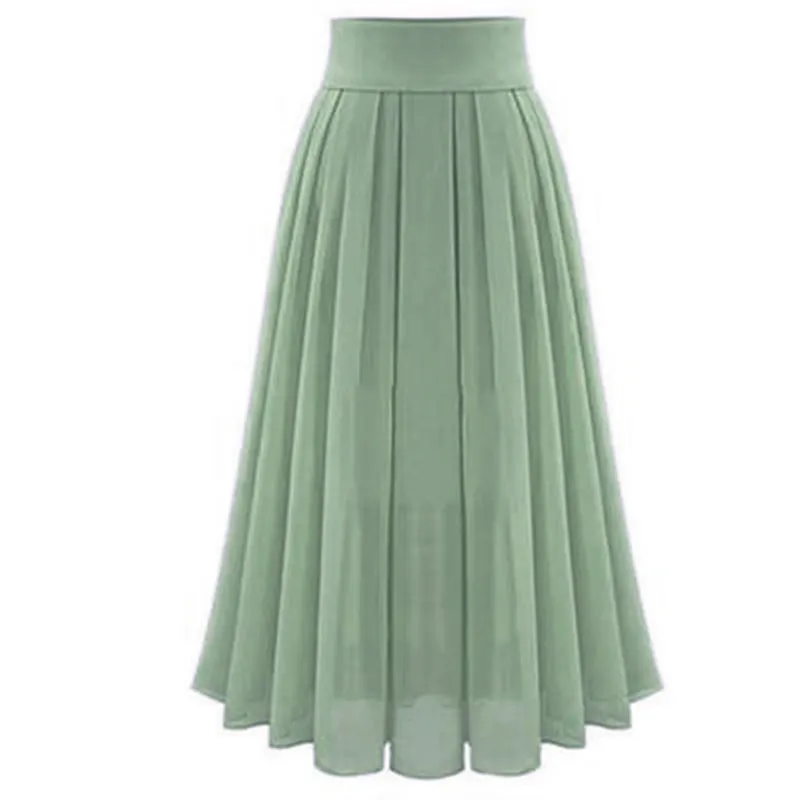 2022 Women Pleated pleated Skirts Ladies Solid Color Chiffon Long Skirt Women's Skirts