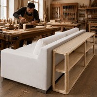 Table console moderne en bois massif, style américain, longue et étroite, table d'appoint de canapé, étagère de rangement à 3 niveaux avec coins arrondis